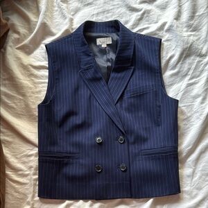 Loft Pinstripe Double-Breasted Vest